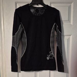Athleta Black Long Sleeve Blouse with White Accents